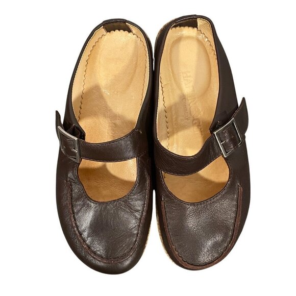 Haflinger mary Jane slip on clog shoes brown leather women’s 37 minimalist - Picture 2 of 14